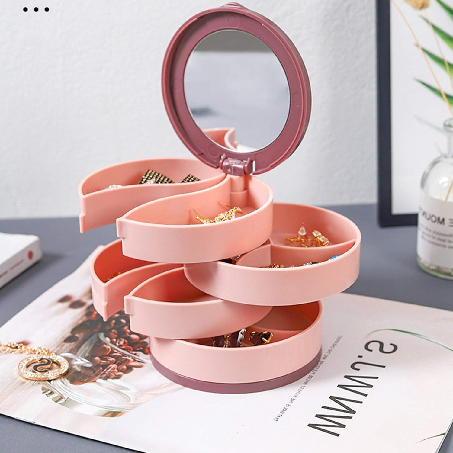 4 Layers Jewellery Organizer With Mirror