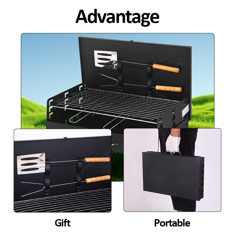 Foldable Stainless Steel Briefcase Style Barbecue Grill Toaster