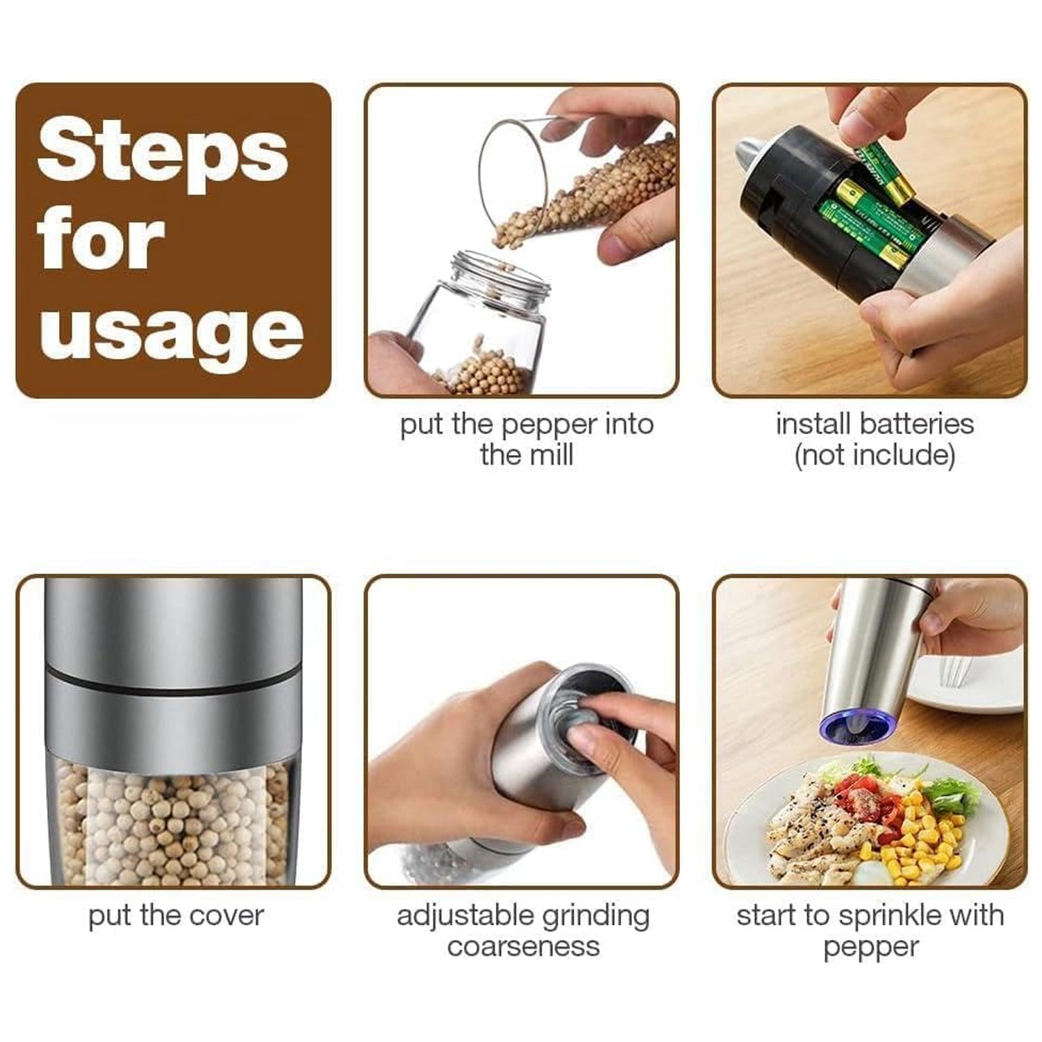 Automatic Gravity Electric Salt And Pepper Grinder Mill